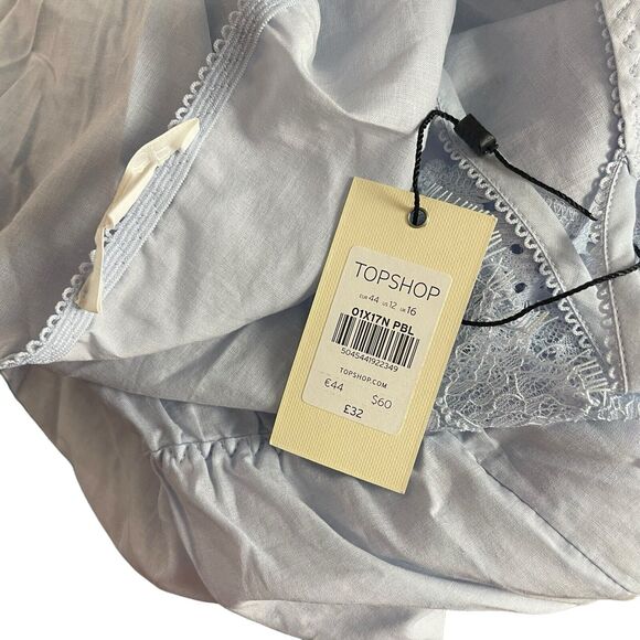 TOPSHOP US 12 Romper Lounge Lace Trim Vneck Blue NWT One Piece Thin - Picture 4 of 13
